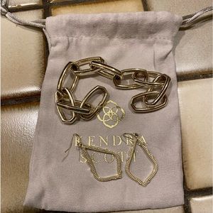 Kendra Scott chain link bracelet and earrings. Gold plated.